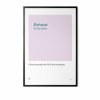 Minimal lilac and turquoise art print with quiet editorial quote.