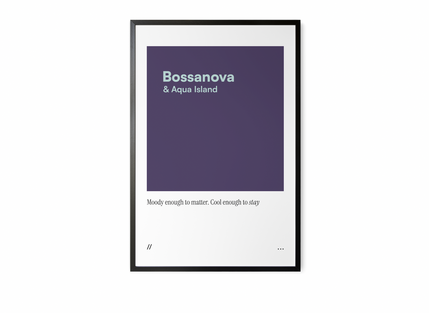 Minimal dark berry and aqua wall art print with editorial quote.