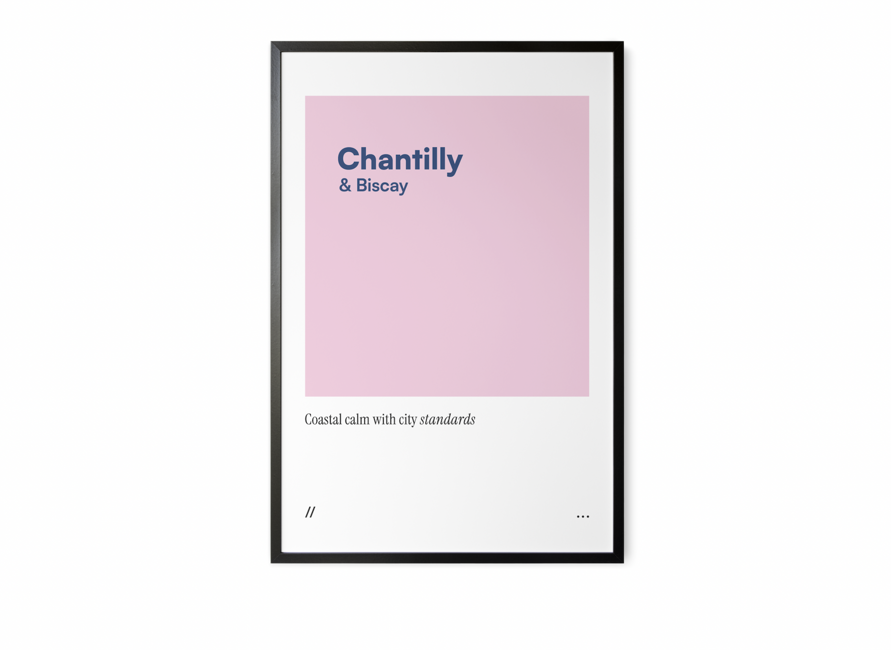 Minimal pink and blue art print with editorial quote.