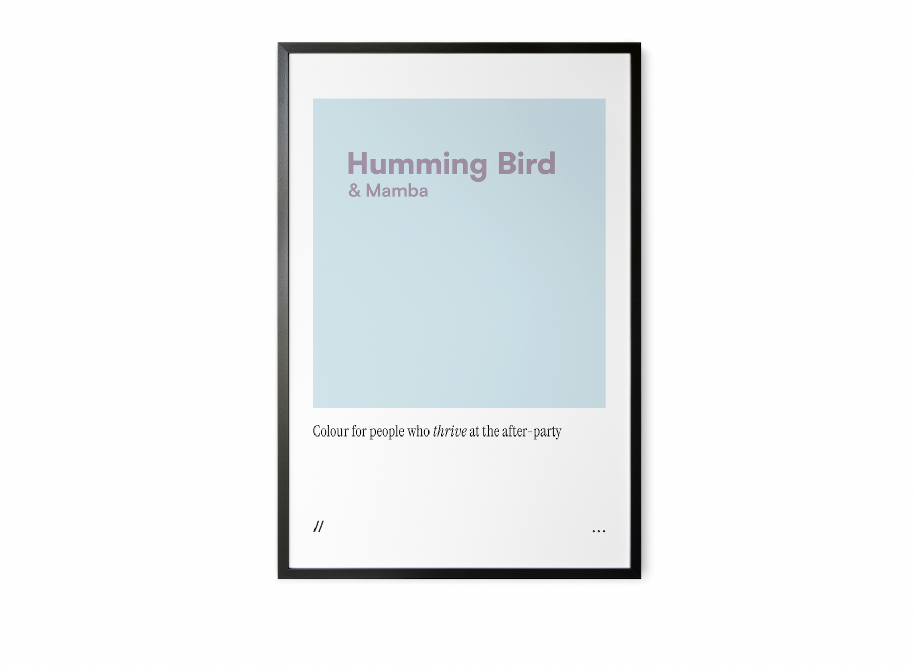 Minimal green and dark purple art print with subtle editorial quote.