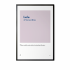Minimal lilac and deep blue art print with subtle editorial quote.