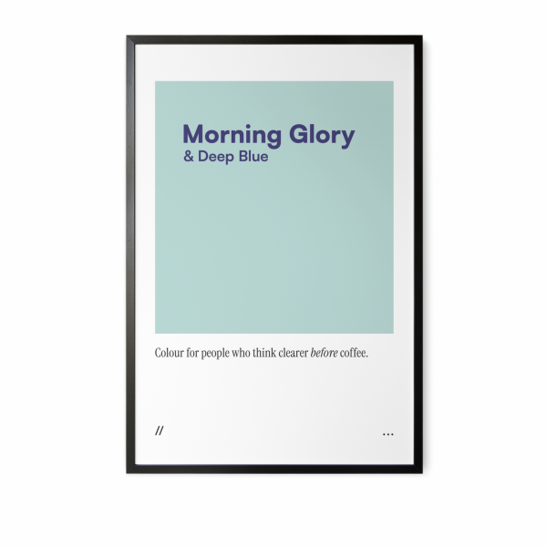 Minimal sky blue and deep moody wall art print.