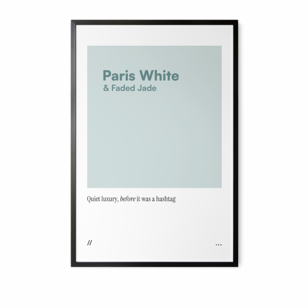Minimal white and jade art print with quote.