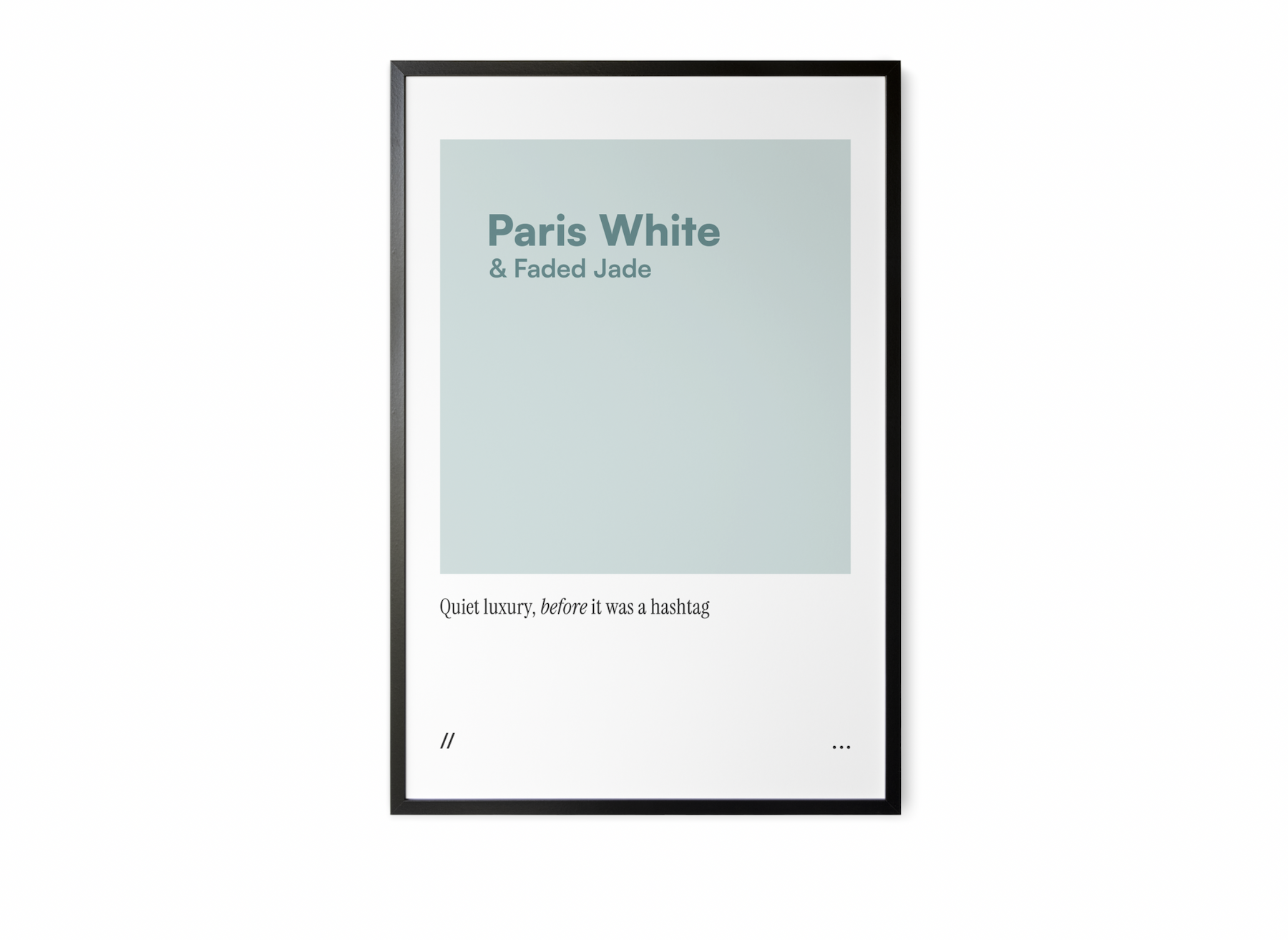Minimal white and jade art print with quote.